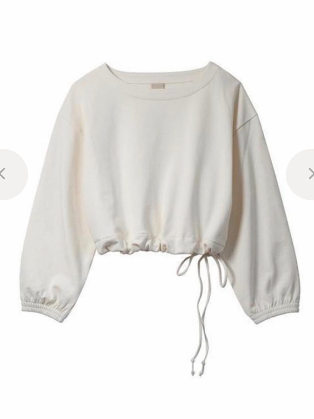 Soft Focus heavyweight 100% cotton French Terry Scrunch Sweatshirt in Ivory